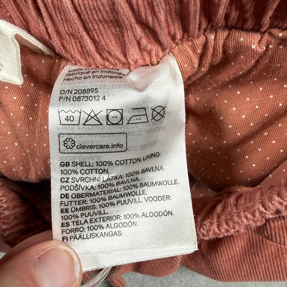 H&M Kids 2T Corduroy Pants Rust Orange Boho Cottagecore Elastic Waist Trousers - Picture 5 of 8